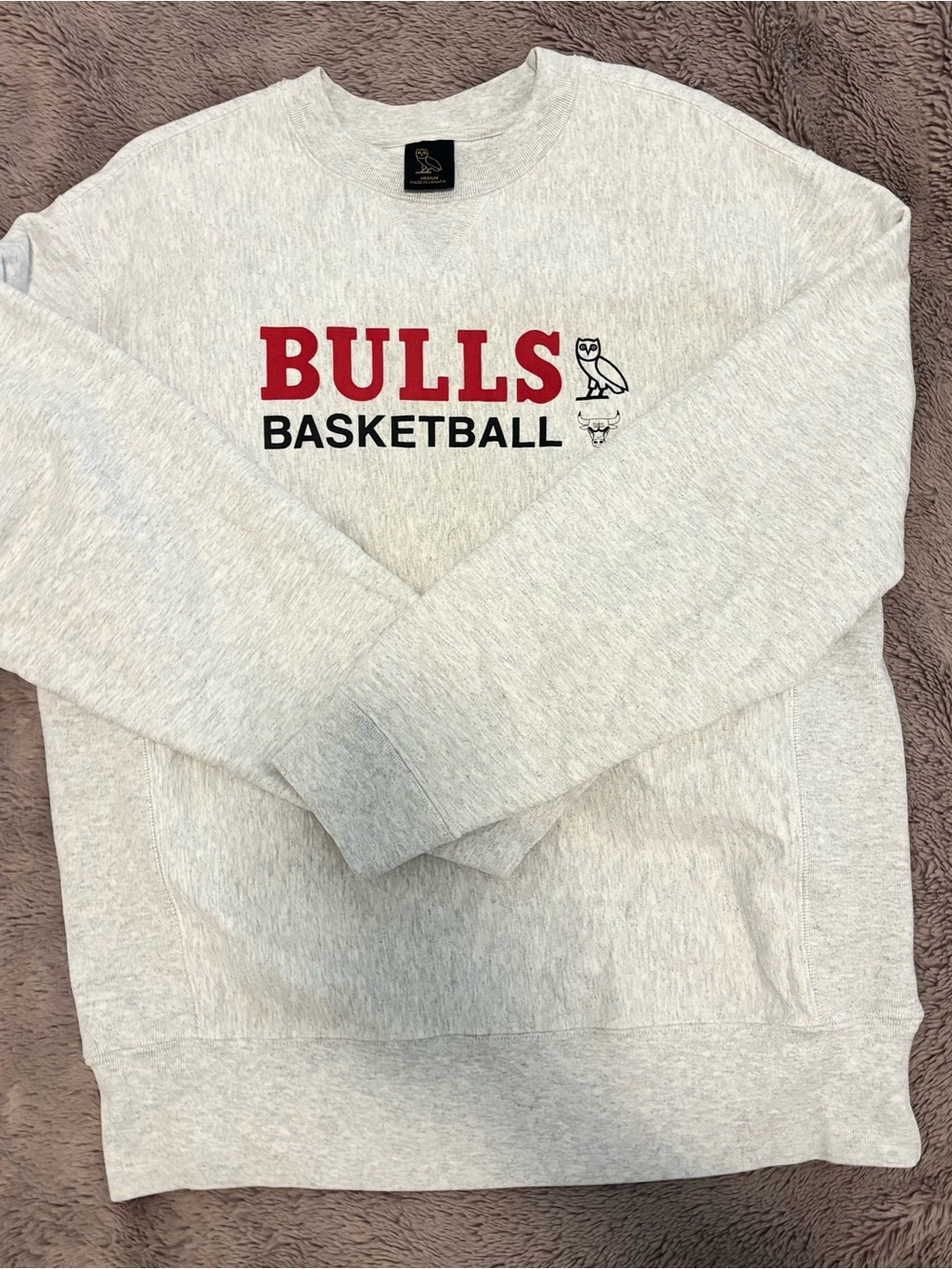 OVO x Bulls Basketball Heather Gray Crewneck Sweatshirt Pullover Size M